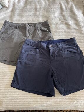 2 Pair Patagonia Women’s Outdoor Shorts in Navy and Gray